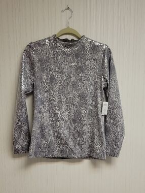 Chico's Python Sequin Mock Top. Sz 0. (Small). New Coastal Grandma Indie